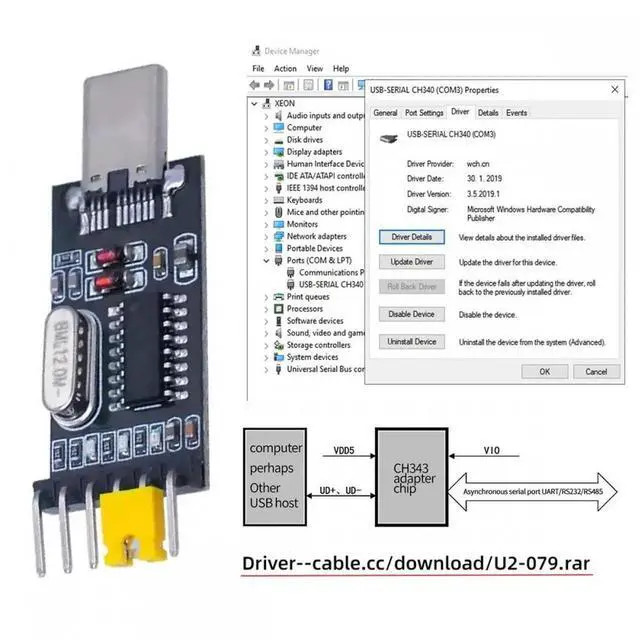Alt view image 3 of 7 - JVFYI USB-C Type-C Male To TTL Converter UART STC Module Serial Programmer CH340G CH340 3.3V 5V Adapter Replace PL-2303