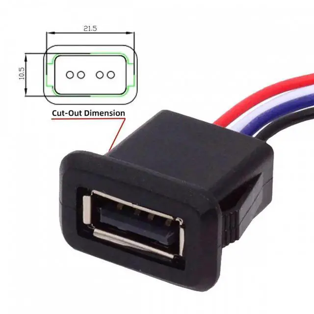 Alt view image 6 of 7 - JVFYI 2pcs/set DIY OEM Type A Female Socket to 4Pin Open Cable Latch Mount Type DC 5V Power Data