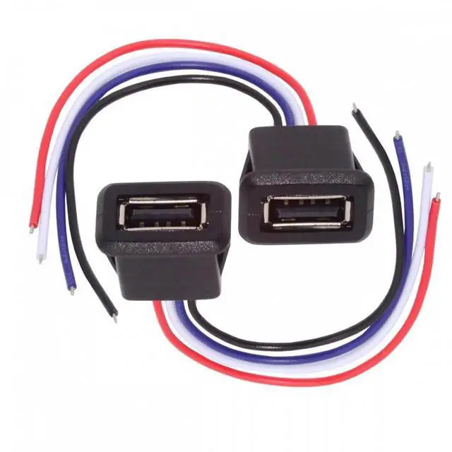 Alt view image 2 of 7 - JVFYI 2pcs/set DIY OEM Type A Female Socket to 4Pin Open Cable Latch Mount Type DC 5V Power Data