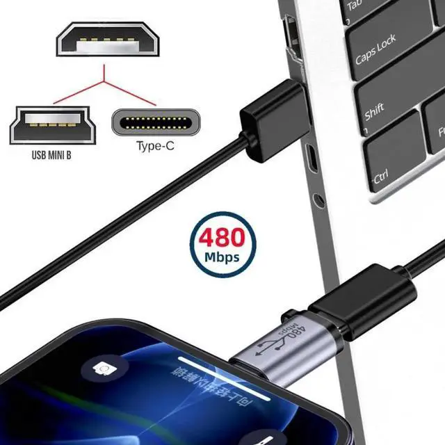 Alt view image 3 of 7 - JVFYI 2pcs/lot USB2.0 Micro Female to Mini USB Type-C USB-C Male Power Adapter 480Mbps Data with Chain Holes