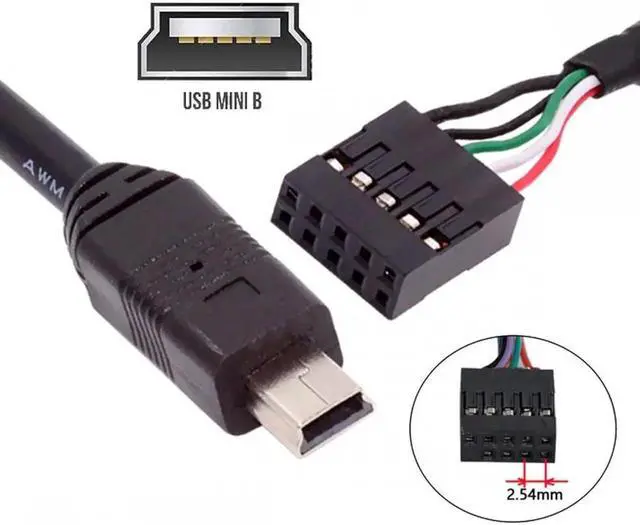 Alt view image 4 of 7 - JVFYI USB 2.0 Motherboard 9pin 10pin Header to Mini USB 5Pin Cable 50cm for Mini Monitor Sensor Panel Camera