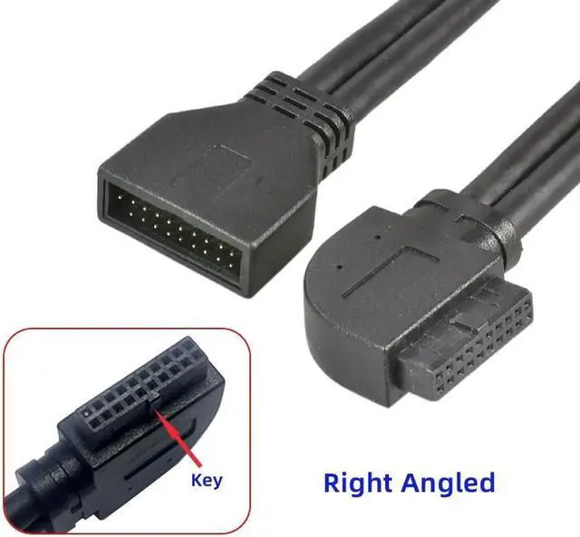 Alt view image 3 of 7 - JVFYI Right Angled USB 3.0 20Pin 19Pin Male to Female Extension 5Gbps Cable 90 Degree for Motherboard Mainboard