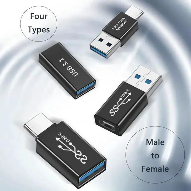 Alt view image 5 of 7 - JVFYI 4pcs/lot USB 3.1 Type-A Male Female to USB-C Female Power Data 10Gbps Adapter for Laptop Phone