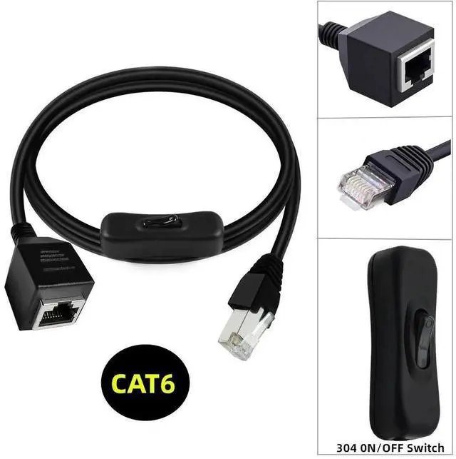 Alt view image 4 of 7 - JVFYI RJ45 CAT6 8P8C STP UTP Male to Female Extension Cable with 304 Singal Switch On/Off LAN Ethernet Network Patch Cord