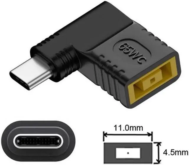 Alt view image 3 of 7 - JVFYI Rectangle Jack Thinkpad X1 Input to USB-C Type-C Angled 90 Degree Power Plug Charge Adapter for Laptop Phone