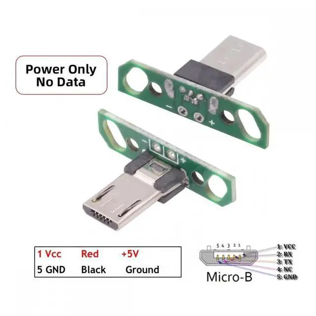 Alt view image 5 of 7 - JVFYI 5pcs/set DIY OEM Micro USB2.0 Male Plug Long Connector 13mm Length with PCB Mounting Assembly Solder Type