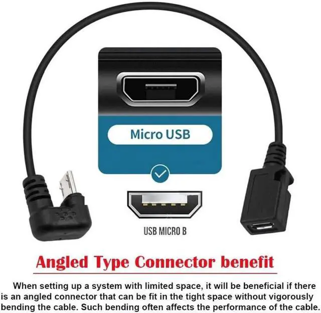 Alt view image 5 of 7 - JVFYI 5Pin Micro USB 2.0 Male to Female Power Data Extension Cable Opposite U Shape Back Angled Type for Phone Laptop