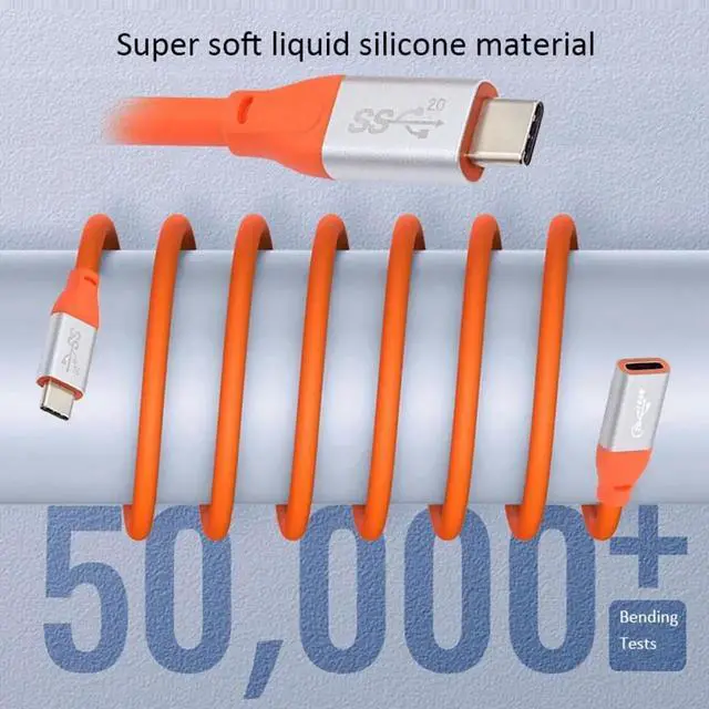 Alt view image 6 of 7 - JVFYI Cable USB3.2 Male to Female Extension Cable 20Gbps Ultra Soft High Flex with 100W and 8K 5K USB4.0 Type-C Compatible with Thunderbolt3/4