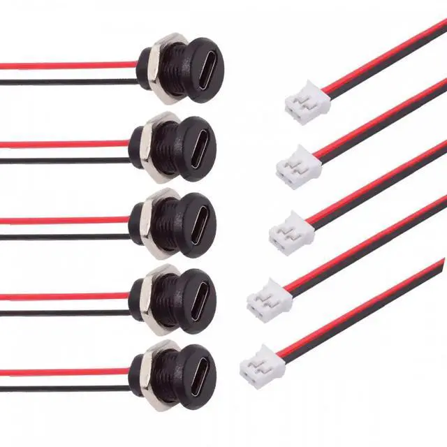 Main image of JVFYI 5pcs/set DIY OEM Type C Female Socket to 2Pin Header Cable Pitch=2.0mm Panel Mount Type DC 5V Power