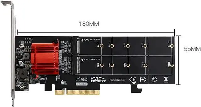 Alt view image 7 of 7 - JVFYI M.2 NVMe PCIe Adapter, M.2 NVMe NGFF SSD to PCI-e 3.1 Gen3 X8 X16 Card with Low Profile Bracket Support M.2 (M Key) NVMe SSD 22110/2280 /2260/2242 /2230