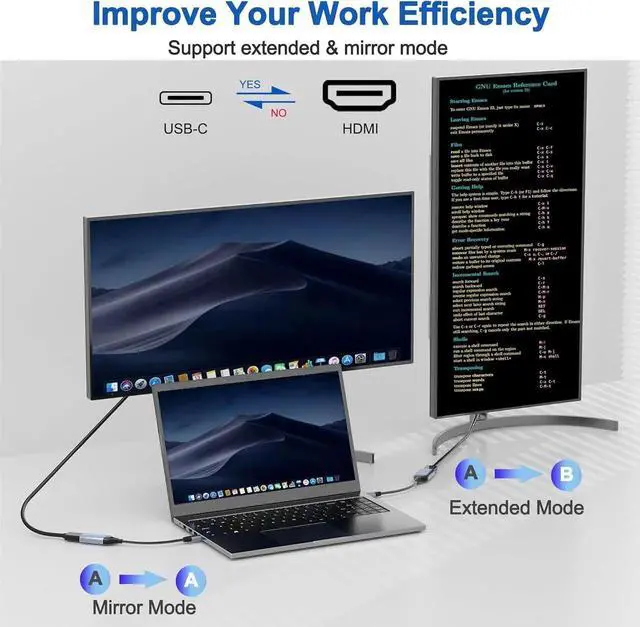Alt view image 2 of 7 - JVFYI USB C to HDMI Adapter 4K@60Hz USB-C to HDMI Cable Thunderbolt to HDMI USBC to HDMI Converter Type C to HDMI Adapter Compatible with iPhone 15 MacBook Galaxy Chromebook etc. (2 Pack)