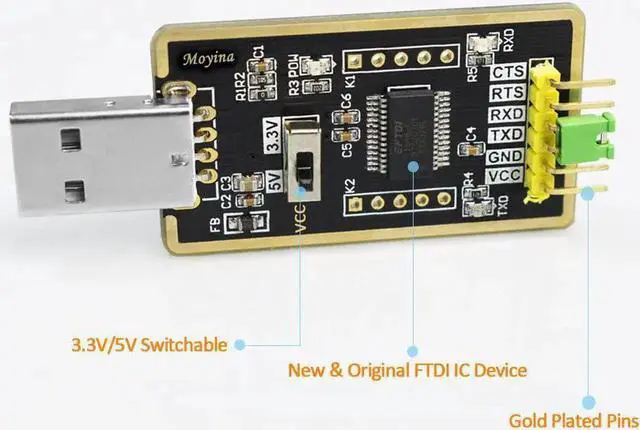 Alt view image 3 of 7 - JVFYI USB to TTL Adapter USB to Serial Converter for Development Projects - Featuring Genuine FTDI USB UART IC FT232RL