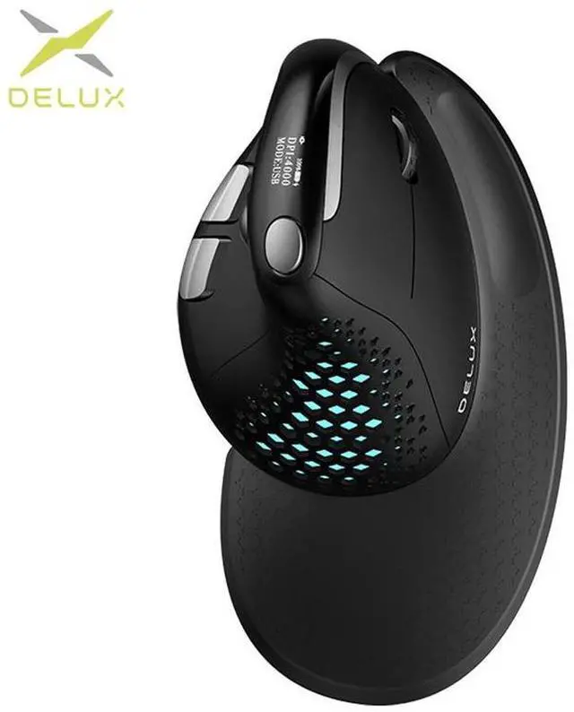 Alt view image 7 of 7 - JVFYI Delux M618XSD Ergonomic Vertical Mouse with Thumb Wheel - Tri-Mode (2.4G/Bluetooth 5.0/3.0), USB-C Fast Charging, OLED Battery Display, for Office & Design