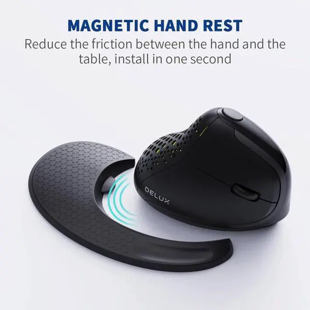 Main image of JVFYI Delux M618XSD Ergonomic Vertical Mouse with Thumb Wheel - Tri-Mode (2.4G/Bluetooth 5.0/3.0), USB-C Fast Charging, OLED Battery Display, for Office & Design