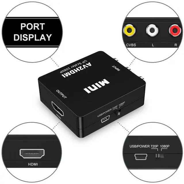 Main image of JVFYI HDMI to AV/VGA Converter Box - Adapter for Modern Laptop/PC/Gaming Console to Old TV/Monitor/Projector