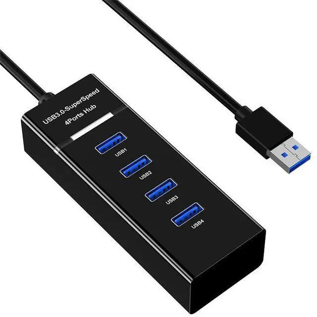 Main image of JVFYI USB 3.0 Hub 4-Port - USB Splitter for Laptop, PC, Ultrabook, Multi-Port Expander with Individual Switches