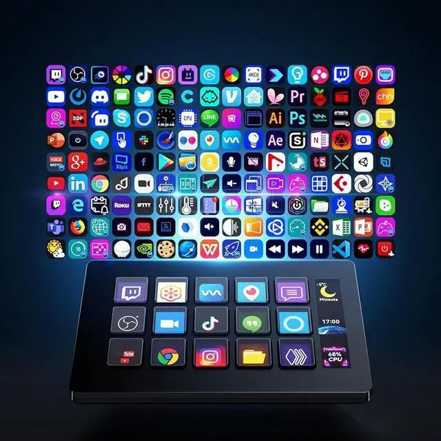 Main image of JVFYI Stream Deck - LCD Programmable Macro Pad, Customizable Keys with Screens for Streaming, Editing, Productivity