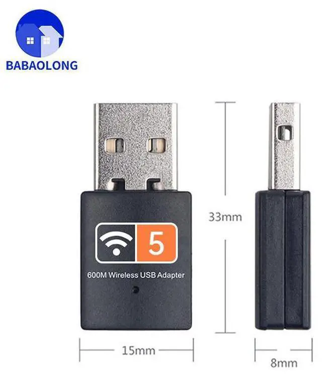 Main image of JVFYI600Mbps Dual Band USB WiFi Adapter - 5GHz/2.4GHz Wireless Network Card for Desktop PC, WiFi Transmitter/Receiver, Windows 10/11