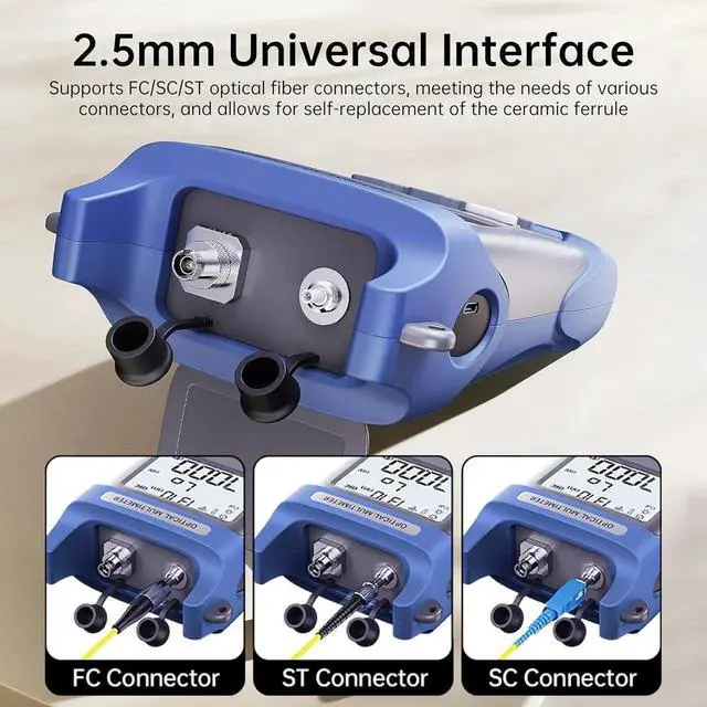 Alt view image 3 of 6 - 10mW Fiber Optical Power Meter & Visual Fault Locator Combo, 10km Red Light Source with FC/SC/ST Adapters for Fiber Optic Cable Loss Testing