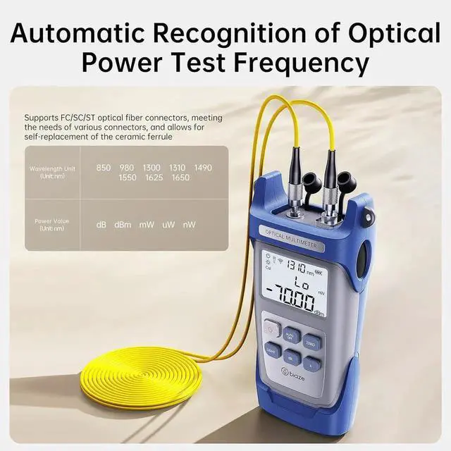 Alt view image 5 of 6 - 10mW Fiber Optical Power Meter & Visual Fault Locator Combo, 10km Red Light Source with FC/SC/ST Adapters for Fiber Optic Cable Loss Testing