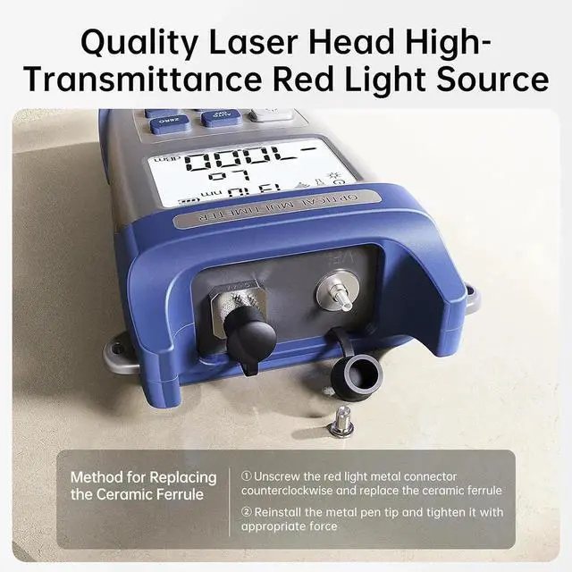 Alt view image 4 of 6 - 10mW Fiber Optical Power Meter & Visual Fault Locator Combo, 10km Red Light Source with FC/SC/ST Adapters for Fiber Optic Cable Loss Testing