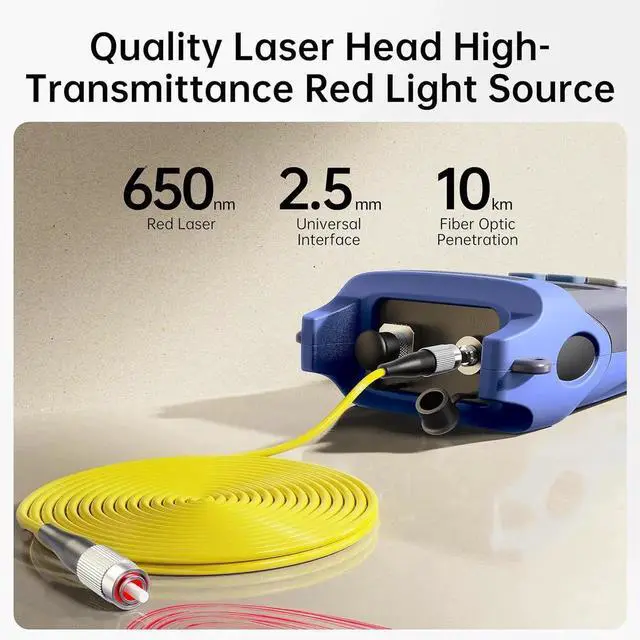 Alt view image 6 of 6 - 10mW Fiber Optical Power Meter & Visual Fault Locator Combo, 10km Red Light Source with FC/SC/ST Adapters for Fiber Optic Cable Loss Testing