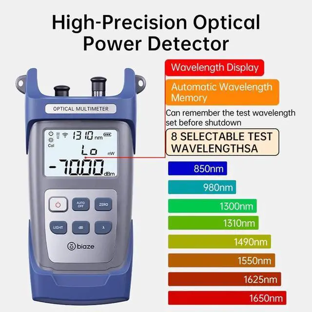 Alt view image 2 of 6 - 10mW Fiber Optical Power Meter & Visual Fault Locator Combo, 10km Red Light Source with FC/SC/ST Adapters for Fiber Optic Cable Loss Testing