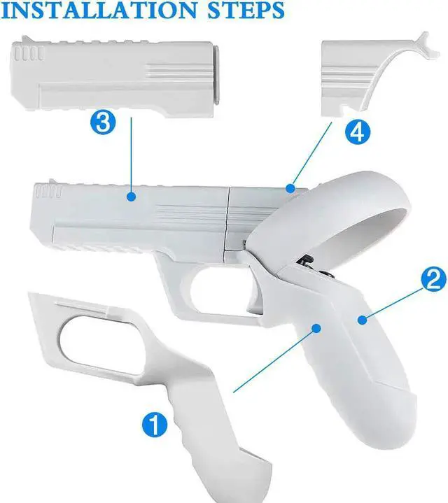 Alt view image 5 of 7 - TROPRO Pistol Grip for Oculus Quest 2 Controllers VR, Oculus 2 Gun Stock Accessories, Enhanced Shooting Gaming Experience, Best Gunstock,Compatible For Pistol Whip Operation (White)