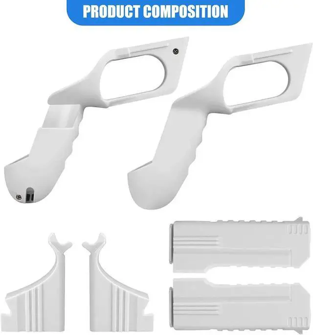 Alt view image 4 of 7 - TROPRO Pistol Grip for Oculus Quest 2 Controllers VR, Oculus 2 Gun Stock Accessories, Enhanced Shooting Gaming Experience, Best Gunstock,Compatible For Pistol Whip Operation (White)