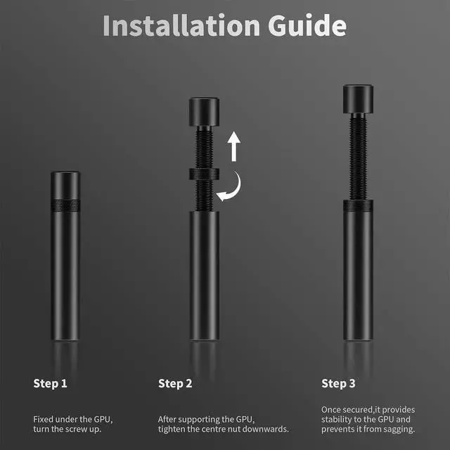 Alt view image 3 of 7 - Gaming GPU Support Bracket, Adjustable Height Graphics Card Support with Magnet and Non-Slip Sheet, GPU Sag Bracket for Universal Video Card, 70-120mm(L)