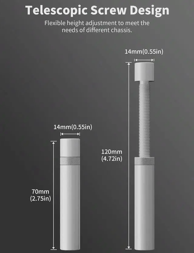 Alt view image 3 of 6 - Gaming GPU Support Bracket, Adjustable Height Graphics Card Support with Magnet and Non-Slip Sheet, GPU Sag Bracket for Universal Video Card, 70-120mm
