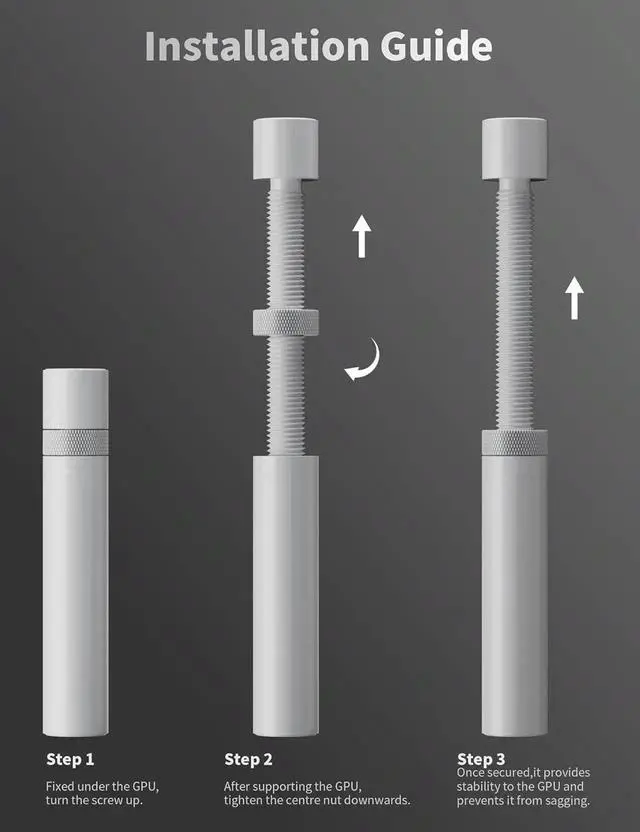 Alt view image 6 of 6 - Gaming GPU Support Bracket, Adjustable Height Graphics Card Support with Magnet and Non-Slip Sheet, GPU Sag Bracket for Universal Video Card, 49-80mm