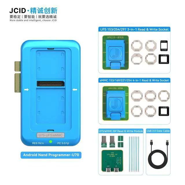 Alt view image 2 of 6 - JCID U70 UFS/eMMC ISP NAND Programmer, 4th Gen Intelligent Read Write Tool for Phone Mainboard Repair, USB 3.0 High-Speed Chip Programmer