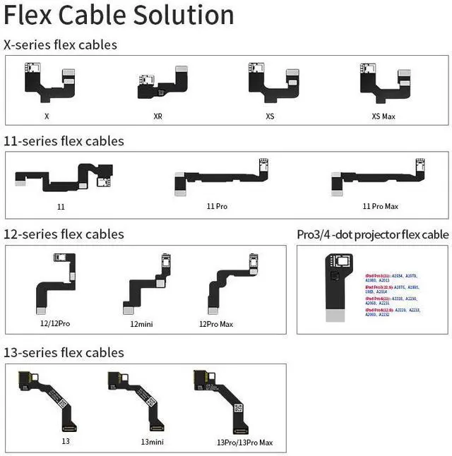 Alt view image 3 of 6 - JCID V1SE Dot Matrix Flex Cable, Face ID Repair FPC for iPhone 13-16 Series, Tag-On Programmer Cable for V1SE / V1S Pro