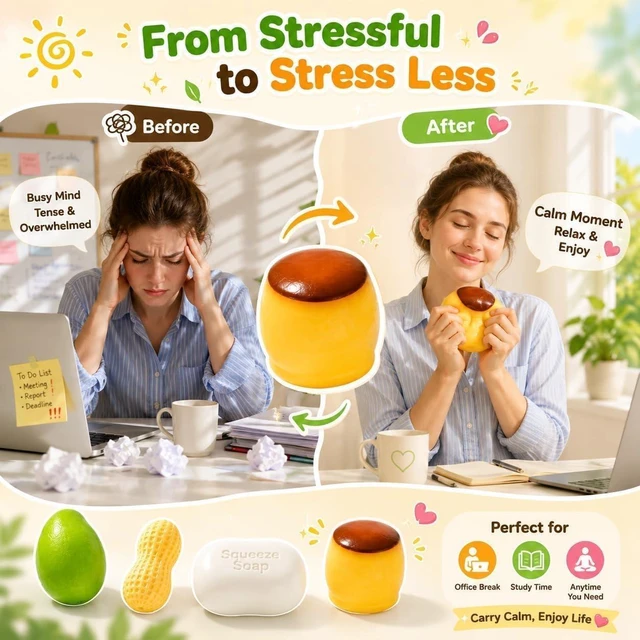 Alt view image 7 of 7 - 5-Pack Crunchy Slow-Rebound Squeeze Squishy Stress Relief Balls
Mango Butter Peanut Pudding Squishy ASMR Moldable Stress Relief Slow Rebound Desk Decor Gift for Adults