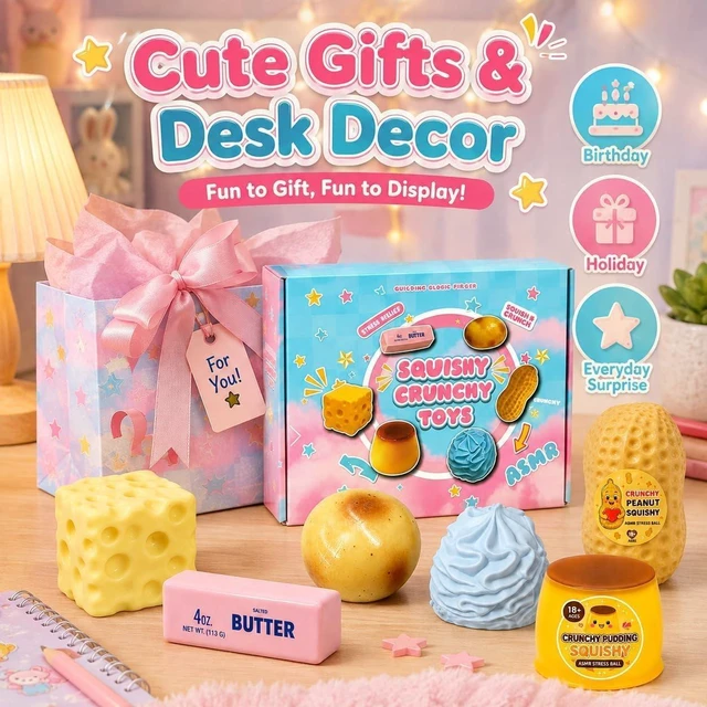 Alt view image 7 of 7 - Crunchy Squishy Box Mystery Fun Asmr Feel Set 6PCS
Crunchy Squishies Stress Balls Blind Slow Return Squishies, Relief Hand Relax Desk Decor Party Favor Gifts for Adult