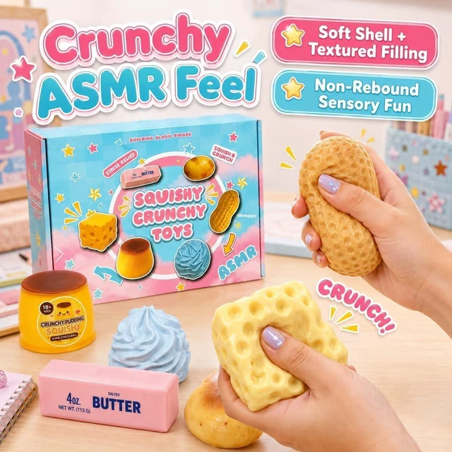 Alt view image 3 of 7 - Crunchy Squishy Box Mystery Fun Asmr Feel Set 6PCS
Crunchy Squishies Stress Balls Blind Slow Return Squishies, Relief Hand Relax Desk Decor Party Favor Gifts for Adult