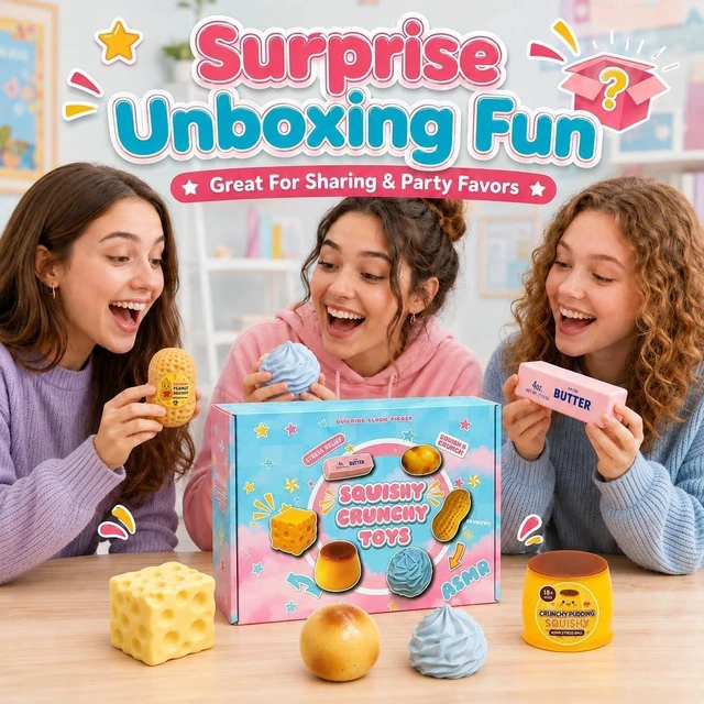 Alt view image 6 of 7 - Crunchy Squishy Box Mystery Fun Asmr Feel Set 6PCS
Crunchy Squishies Stress Balls Blind Slow Return Squishies, Relief Hand Relax Desk Decor Party Favor Gifts for Adult