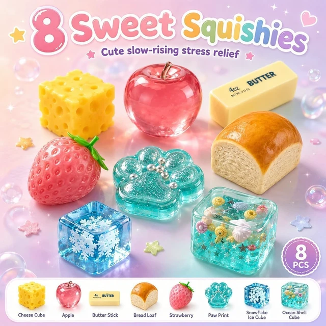 Alt view image 2 of 6 - 8PCS Squishy Mystery Fun Set Blind Malt Sugar Slow Return Squishies
Creative Squishies, Stress Relief Hand Relax Desk Decor Party Favor Gifts for Adults