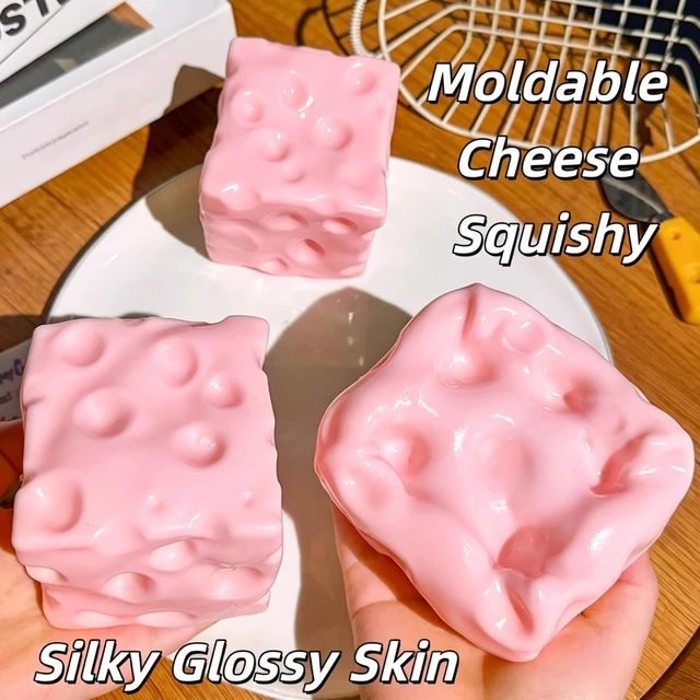 Alt view image 3 of 7 - Coconut Oil Squishy, Non Rebound Moldable Jumbo Cheese Block Squeeze Toy2026 New Silky Jelly Texture Sensory Fidget Toy for Stress & Anxiety Relief, Adult Desk Decompression Gift Pink