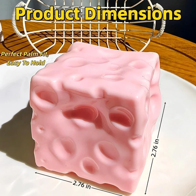 Alt view image 4 of 7 - Coconut Oil Squishy, Non Rebound Moldable Jumbo Cheese Block Squeeze Toy2026 New Silky Jelly Texture Sensory Fidget Toy for Stress & Anxiety Relief, Adult Desk Decompression Gift Pink
