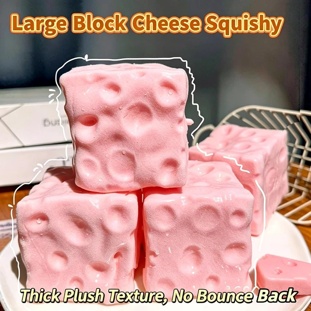 Alt view image 6 of 7 - Coconut Oil Squishy, Non Rebound Moldable Jumbo Cheese Block Squeeze Toy2026 New Silky Jelly Texture Sensory Fidget Toy for Stress & Anxiety Relief, Adult Desk Decompression Gift Pink