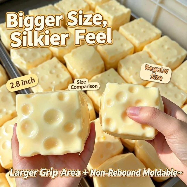 Alt view image 2 of 7 - Coconut Oil Squishy, Non Rebound Moldable Jumbo Cheese Block Squeeze Toy
2026 New Silky Jelly Texture Sensory Fidget Toy for Stress & Anxiety Relief, Adult Desk Decompression Gift (Yellow + Pink)