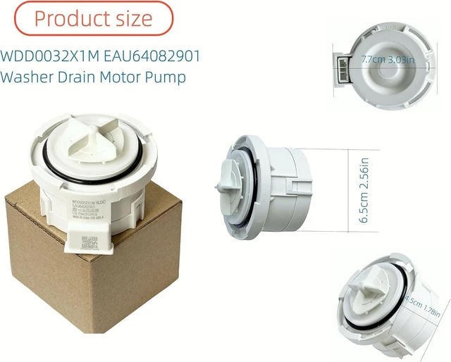 Alt view image 2 of 7 - EAU64082901 WDD0032X1M Washer Drain Motor Pump Fit for LG Washing Machine, Compatible with WKEX200HBA, WM3400CW, BLDC 26V