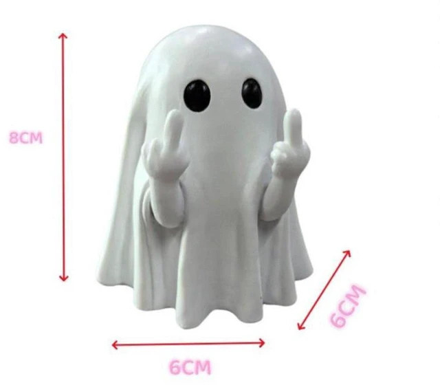 Alt view image 2 of 7 - Funny Ghost LED Night Light, Cute Rebellious Ghost Lamp with Attitude for Halloween Decoration, Spooky Glow Table Lamp for Bedroom Office Bar Desktop, White