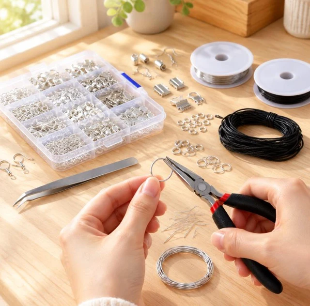 Alt view image 3 of 7 - 900pcs Jewelry Making Supplies Kit, Jewelry Repair Kit with Earrings Necklace Findings DIY Beads Plier Tools Set Jewelry Tool Set Jewelry Accessories Suitable for Adults and Beginners