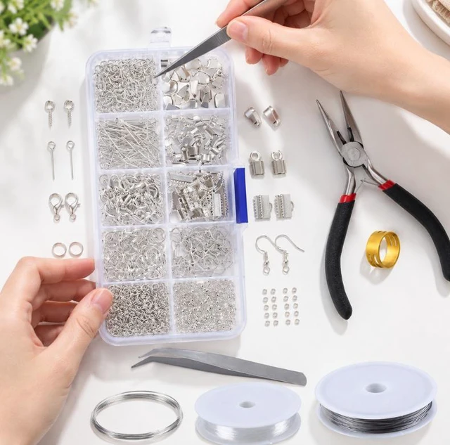 Alt view image 2 of 7 - 900pcs Jewelry Making Supplies Kit, Jewelry Repair Kit with Earrings Necklace Findings DIY Beads Plier Tools Set Jewelry Tool Set Jewelry Accessories Suitable for Adults and Beginners