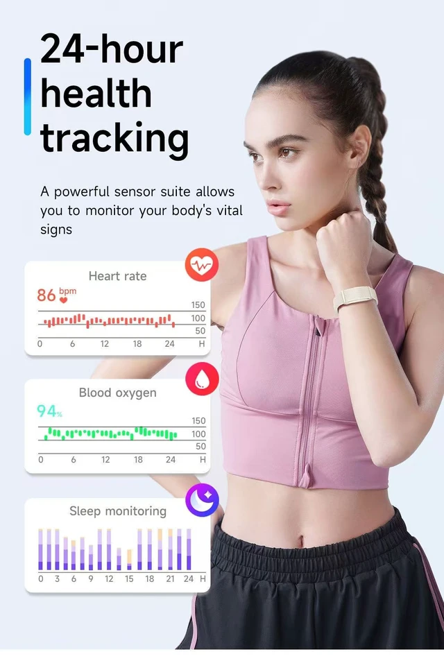 Alt view image 5 of 7 - Health Tracker Smart Bracelet, Long Distance Touch Bracelet, Screenless Fitness Tracker, Health Tracker Bracelet, 24/7 Heart Rate Monitor, 100+ Sports Modes, Vibrating Alerts, Water Resistant