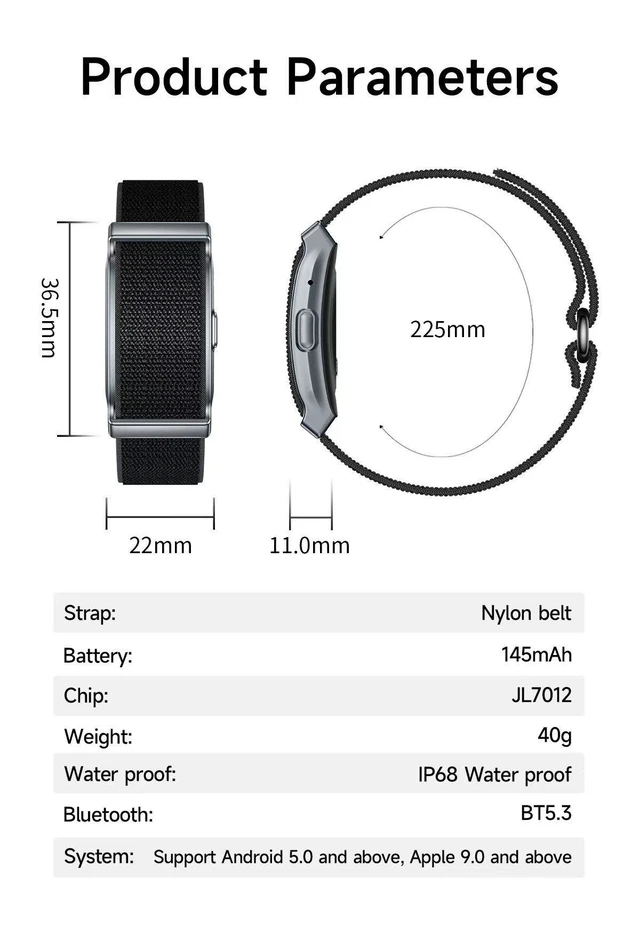 Alt view image 7 of 7 - Health Tracker Smart Bracelet, Long Distance Touch Bracelet, Screenless Fitness Tracker, Health Tracker Bracelet, 24/7 Heart Rate Monitor, 100+ Sports Modes, Vibrating Alerts, Water Resistant