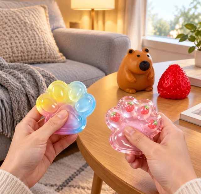 Alt view image 3 of 7 - 9 Pack Squishy Toys Set, Stress Relief Fidget Sensory Toys with Animals, Fruit & Cookie Designs, Soft Squeeze Toys for Adults, Kids Party Favors & Desk Decor